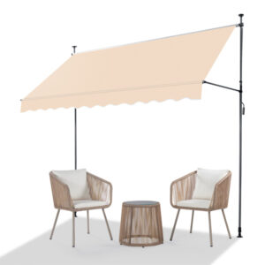 Khaki, Support Canopy, Polyester Fabric, Aluminum-iron Frame, Retractable