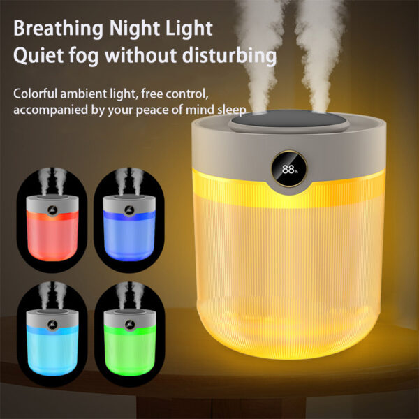 Large Capacity 2L Humidity Digital Display Double Spray Humidifier USB Silent Home Desktop Water Refill Meter Fog Amount - Image 2